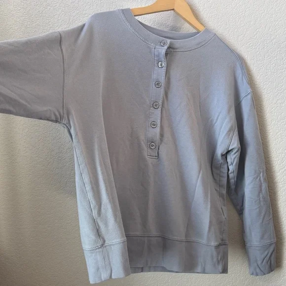 Athleta Henley Crew Neck Sweater Blue size Medium - Picture 11 of 11